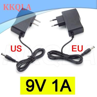 QKKQLA 9V 1A 1000ma AC 100V-240V DC 9 volt Power supply Adapter Converter For CCTV Charger Switch US/EU plug 5.5mmx2.1 2.5mm