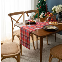 Red Plaid Table Runners Christmas Home Decorations Dining Table Living Room Tablecloth Cotton Linen Fabric Fall Table Runner