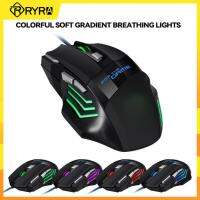 RYRA เมาส์สำหรับเล่นเกมแบ็คไลท์สีสันสดใสเมาส์มีสาย2400 DPI USB เมาส์ออปติคอลที่ปรับได้สำหรับพีซีแล็ปท็อปคอมพิวเตอร์ตั้งโต๊ะ