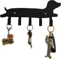 Black Metal Key Rack Dog Sign Key Hooks Hanger Wall Mounted with 5 Hooks for Living Room/Home Decoration Picture Hangers Hooks