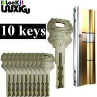 Common Security Door Lock Brass Cylinder  Anti Pry Stainless Steel Anti-Collision Beam Class C Cylinder 10 Alloy Keys Key Lock