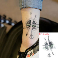 กันน้ำชั่วคราว TATTOO สติกเกอร์เข็มทิศ Arrow โรมันนาฬิกา Anchor Small Body Art Flash TATTOO Fake TATTOO สำหรับผู้หญิงผู้ชาย-KEOIR MALL