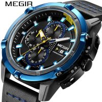 MEGIR/Meiger Mens Multifunctional Watch Chronograph Calendar Personality Sports Waterproof Quartz Watch Fangsheng Clock 【QYUE】