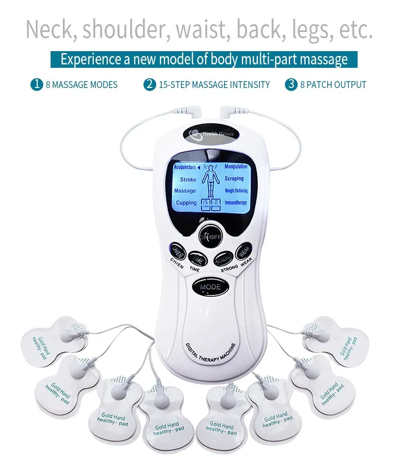 New Upgraded Multifunctional Tens Machine Unit Electrical Massager Pulse  Muscle Stimulator Back Pain Relief Therapy Massageador with 2/4/8pcs Tens  Machine Pads