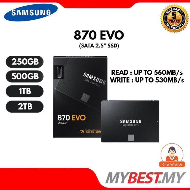 Samsung 870 EVO SATA III 2.5inch SSD (250GB / 500GB / 1TB / 2TB / 4TB ...