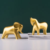 Golden Luxury Small Ornaments Creative Living Room Decoration Modern Light Crafts Elephant Resin Statue Home Decore