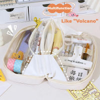 Kawaii Volcano กระเป๋าใส่ดินสอ6ชั้นขนาดใหญ่เดสก์ท็อปปากกาจัดเก็บข้อมูลแบบพกพา CSAE อุปกรณ์เครื่องเขียนสำนักงาน Tas Kosmetik