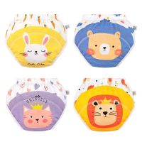 4PC Washable Baby Girl Waterproof Cotton Cloth Panties Reusable Boys Underwear Potty Training Pants Nappies Cartoon Diapers