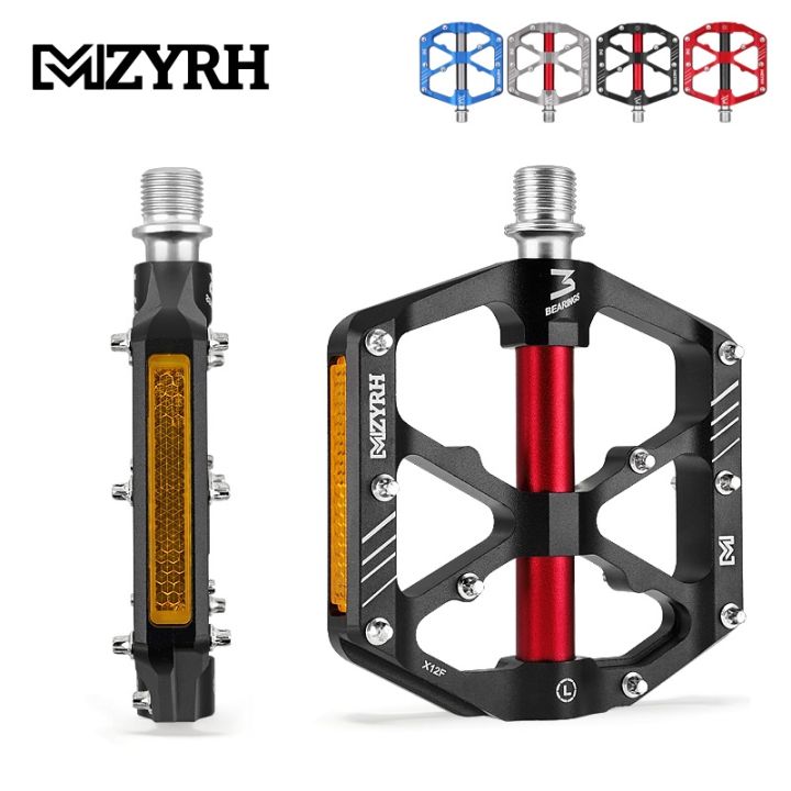 hyfvbujh-reflective-pedal-3-bearings-non-slip-mtb-pedals-aluminum-flat-applicable