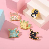 【CW】 Cartoon Anime Enamel Brooch Pink Eevee Alloy Pins Badge Fashion Woman Jewelry Kid