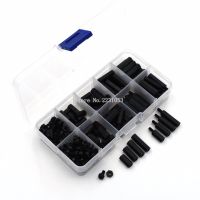 200PCS M3 Nylon M-F Hex Spacers Screw Nut Male Female Screw Assortment Kit Black Stand off Set M3x12mm M3x15 M3x18 M3x20mm