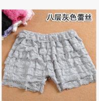 1pcs/lot korean style woman 8layer lace shorts mid waist elastic waist shorts casual solid shorts free size