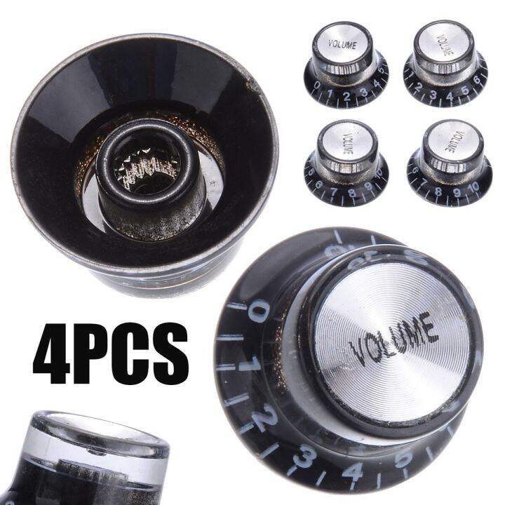 4pcs-black-reflector-volume-tone-speed-control-knob-electric-guitar-potentiometer-knobs-for-lp-sg-style-electric-guitar