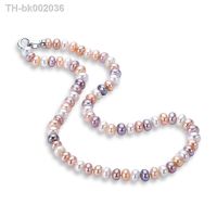 ►﹍▲ Natural Freshwater Long Pearl Necklace For Women Neck Chain Multi-Color High Luster Pearls Jewelry 925 Silver Clasp Beads Choker