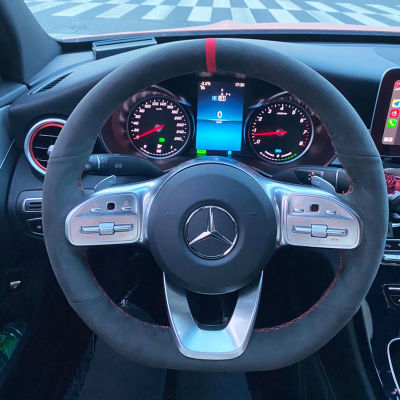 DIY Leather Steering Wheel Hand Sewing Wrap Cover Fit For Mercedes-Benz A-Class W177 2018-2019 B Class C Class CLS 2018-2020