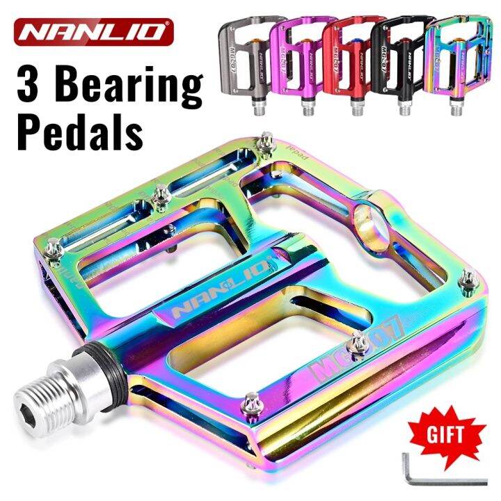 NANLIO Bicycle 3 Bearing Pedals MTB MTB Road Bike Pedals Al7070 Aluminum 3 Perlin Bearing Anti