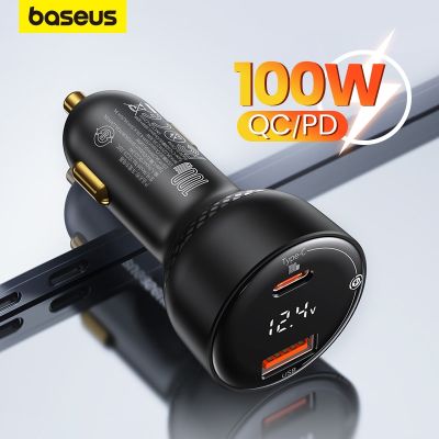 【YF】 Baseus PD 100W USB Car Charger Quick 4.0 QC4.0 QC3.0 Type C AUTO Fast Charging For iPhone Xiaomi Mobile Phone