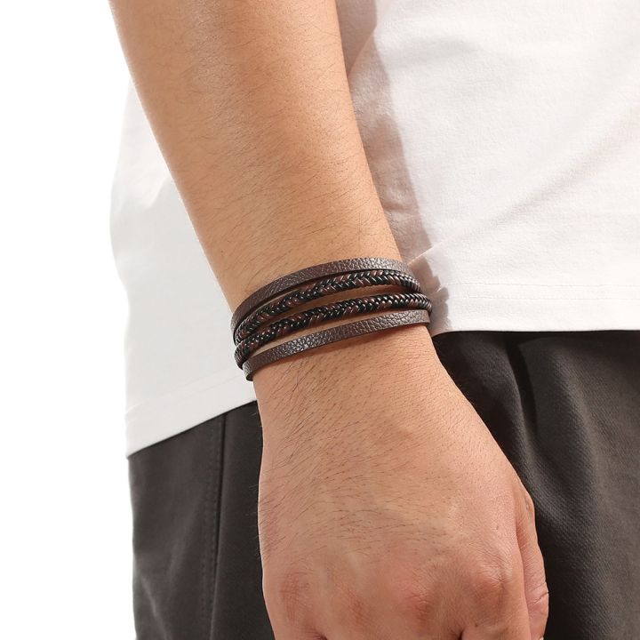 hand-woven-leather-bracelet-19-21-23cm-multilayer-leather-braided-rope-beading-clasp-bracelets-punk-bangle-for-men-jewelry-gifts