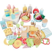 Wooden Food Kitchen Toys For Girls Cooking Food Set Pretend Play Salad Fries Burgers Interactive Montessori Games Children Toys