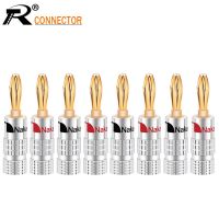 8pcs Nakamichi BANANA PLUGS 24K Gold-plated 4MM Banana Connector with Screw Lock For Audio Jack Speaker Plugs Black Red