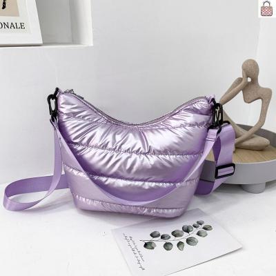 Women Nylon Embroidery Thread Messenger Bag Solid Color Crossbody Bags