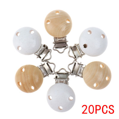 Fkisbox 20pc Baby Pacifier Clips Wood Metal Infant Soother Clasps Holders Accessories Diy Porta Chupetes Bebe Chupete Clip