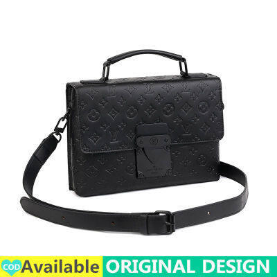 【Top Grade】LV Phone Bag Sling Bag For Men And Women On Sale Korean Fashion Leather Letter Embossed Black Cross Body Bag Shoulder Bag LV Handbag Zip Messenger Bag Unisex Pocket Wallet Techniic Bag Coin Purse Pouch Men Sports Leisure กระเป๋าทำงานสำหรั