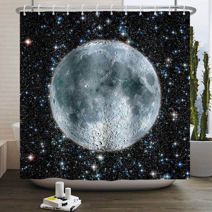 starry-sky-shower-curtain-forest-moon-bathroom-curtain-waterproof-fabric-mountain-river-night-landscape-bathtub-screen-180x200