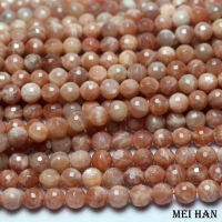 Meihan (2 strandset) wholesale natural 8mm Sunstone Faceted round loose beads stone for jewelry making design DIY