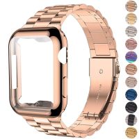 เคส + สายโลหะสแตนเลสสตีลสำหรับนาฬิกา Apple Ultra 8 7 SE 6 5 4 3ตัวป้องกัน TPU เคสสำหรับ Apple Watch นาฬิกา Apple 49มม. 45มม. 44มม. 40มม. 41มม. 42มม. 38มม. สายข้อมือโลหะ