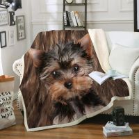 CLOOCL ผ้าห่มสัตว์สุนัข Yorkshire Terrier 3D พิมพ์โยนผ้าห่มเครื่องนอนบ้านตกแต่งสำนักงาน Nap ผ้าห่ม Sherpa ผ้าห่ม