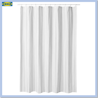 ผ้าม่าน ผ้าม่านห้องน้ำ 100% โพลีเอสเตอร์ สีขาวเทา ขนาด 180x200 ซม. SVARTSTARR (IKEA)