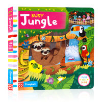 Busy series busy jungle mechanism operation Book English original picture book busy jungle sliding mechanism paperboard book 0-1-3-6-year-old childrens Enlightenment game toy book early education parent-child interaction