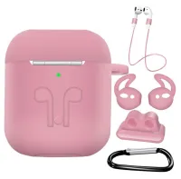 ชุดอุปกรณ์เสริมเคส airpods 6 ชิ้น [ด้านหน้ามองเห็นได้],hulosan ซิลิโคนป้องกัน airpods ที่ครอบคลุมกรณีผิวสำหรับ Apple airpod 1 และ 2 และ i9 i10 i11 I12 TWS-ด้วยสายรัดป้องกันการสูญหาย/2 หูตะขอ/พวงกุญแจแข็งแรง/ผู้ถือวงนาฬิกา