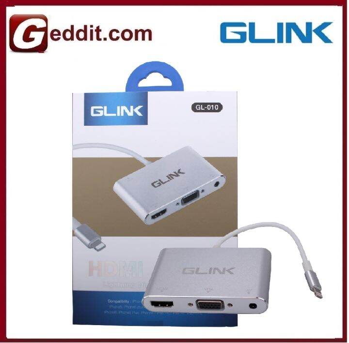 GLINK GL010 LIGHTNING DIGITAL AV ADAPTER HDMI + VGA (ADPCB322) Lazada