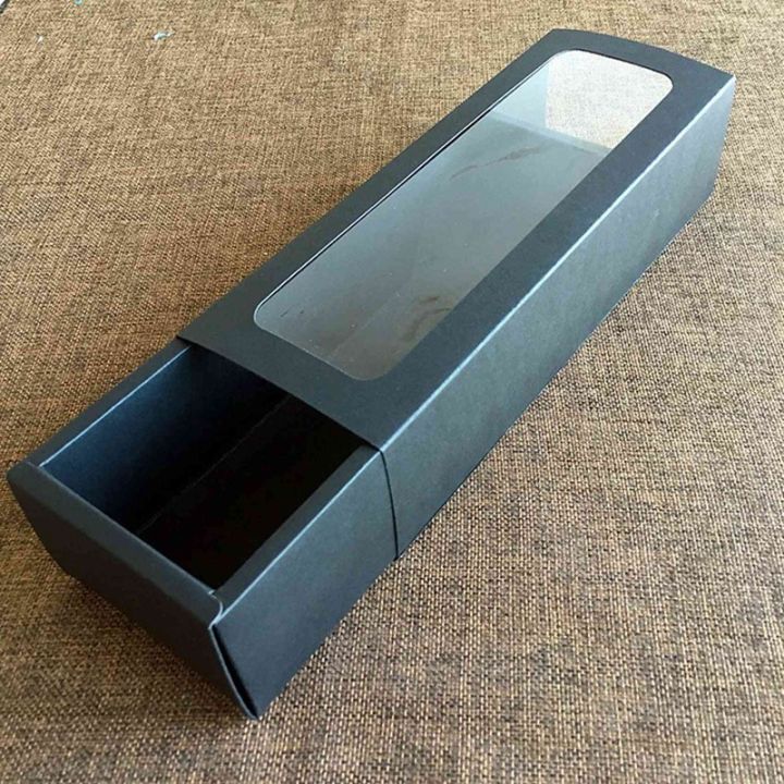 20pcs-pvc-strip-kraft-paper-box-window-drawer-box-cow-rolling-biscuit-gelatin-cake-gift-box-black