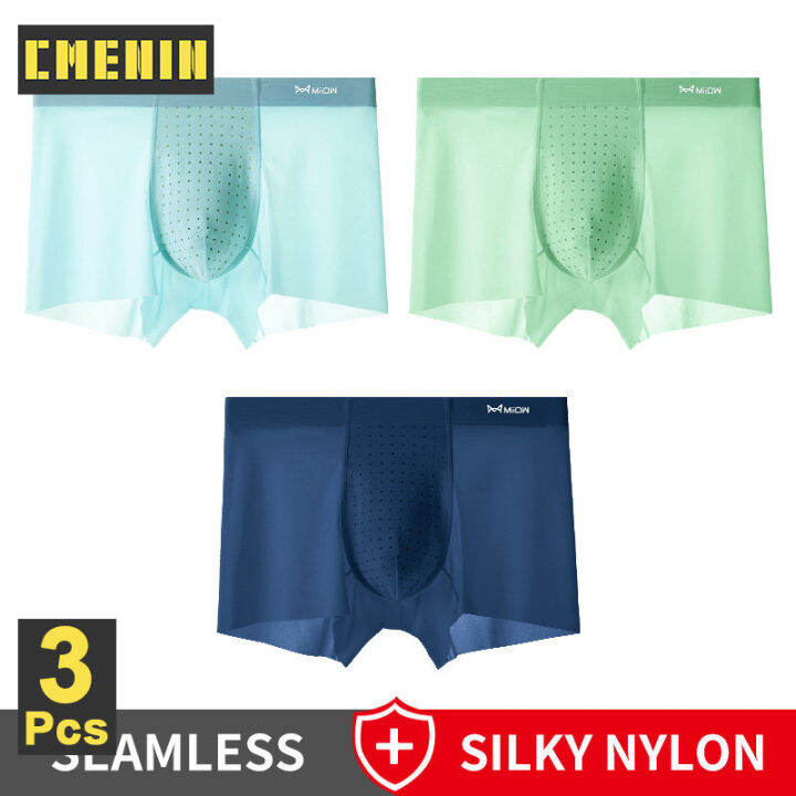 cmenin-miiow-3pcs-ผ้าไหมน้ำแข็งบางผู้ชายกางเกงบ็อกเซอร์กางเกงขาสั้นชุดชั้นในที่สะดวกสบาย-graphene-antibacterial-ตาข่ายชุดชั้นในนักมวยสำหรับผู้ชาย-mry022