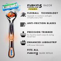 FashionGillette Fusion 5 Proglide Power Men มีดโกนหนวด Man เครื่องโกนหนวดด้วยตนเอง Flexball Beard Precision Clean ความปลอดภัยโกนตรง