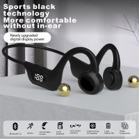 ☬✑ Bluetooth ear hook headset digital display long life black and white color sports headset bone conduction wireless headset