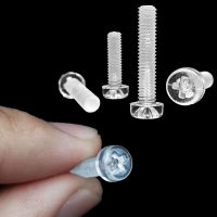 25pcs M3 M4 Acrylic Clear Transparent Plastic Cross Recessed Pan Phillips Round Head Bolt Screw Diameter 3mm 4mm length 4-25mm