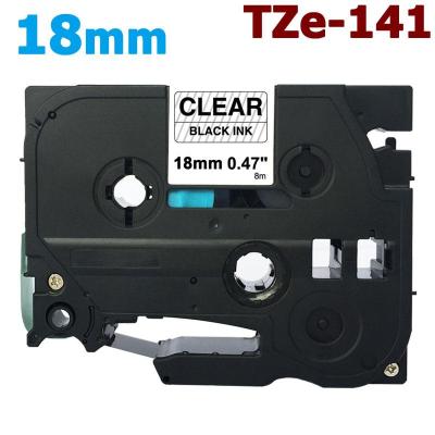 18mm Tze141 Black on Clear for Brother PTouch Label Tape 8M Length TZe-141 TZ-141 TZ141 Tze Tz 141 Compatible with P-Touch P Touch Labeler/ Label Maker Printer/ Labeling Tool System, Standard Laminated Sticker Ribbon Lettering Print Cassette