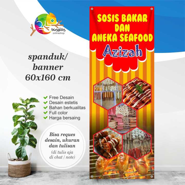 60x160 Spanduk Banner Sosis Bakar Aneka Seafood Lazada Indonesia