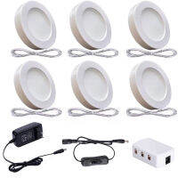 Surface Mount ตู้ไฟ LED 12W 120V 230V 240V AC Undercabinet LED Puck Light Kit พร้อมสวิตช์ Driver Motorhome หลอดไฟ LED