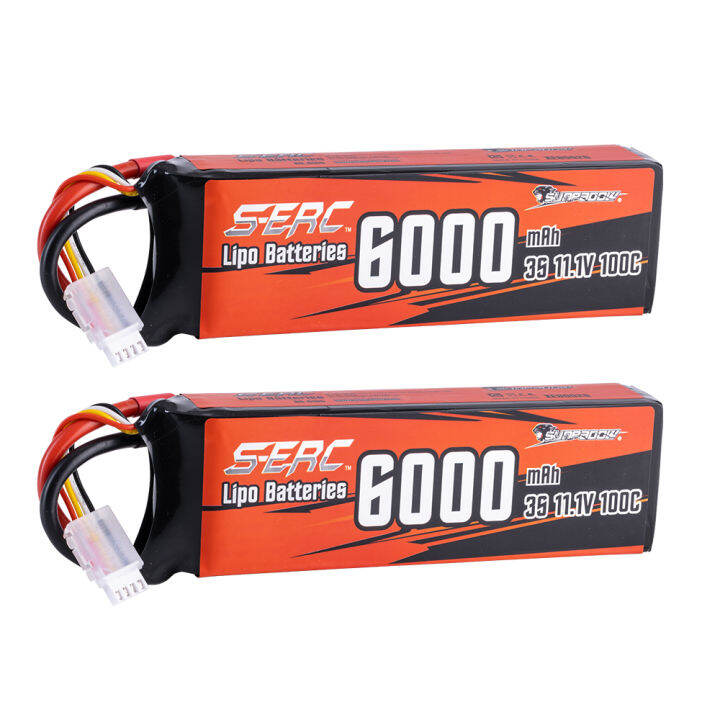 2PCS แบตเตอรี่ลิโพ Lipo Battery 3S (3เซล)11.1V 6000mah 100C แบตลิโพ ...