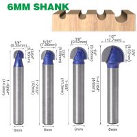 1PC 6MM Shank Milling Cutter ไม้แกะสลักบอลจมูกเราเตอร์ Bits Mill Round Cove Box Solid Carbide Radius Core Milling Bits