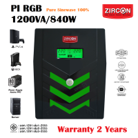 !!! UPS PI RGB 1200VA/840W ZIRCON # จ่ายไฟเพียวซายเวฟเหมาะกับ/คอมประกอบPSU80-Plus/Gaming Style/  ประกัน 2 ปี