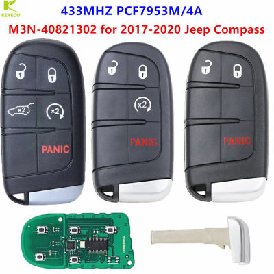 KEYECU Replacement Keyless Entry Remote Fob 345 Button Smart Proximity Key 433MHz for Jeep Compass 2017- FCC: M3N-40821302