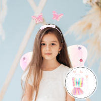 Boomss【New】 1 ชุดสาว Light up Fairy ชุดเครื่องแต่งกายเรืองแสงกระโปรง Tutu Fairy Wing Headband ไม้กายสิทธิ์