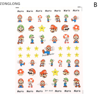 ?ZONGLONG? 5D สติกเกอร์ติดเล็บลาย Super Mario Bros น่ารักสำหรับตกแต่งเล็บตัวการ์ตูนน่ารักสำหรับเด็กของขวัญวันเกิด