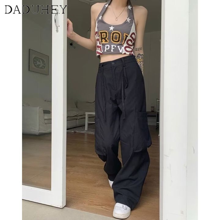 daduhey-3-colors-american-style-workwear-casual-pants-womens-summer-multi-pocket-loose-thin-straight-fashion-cargo-pants